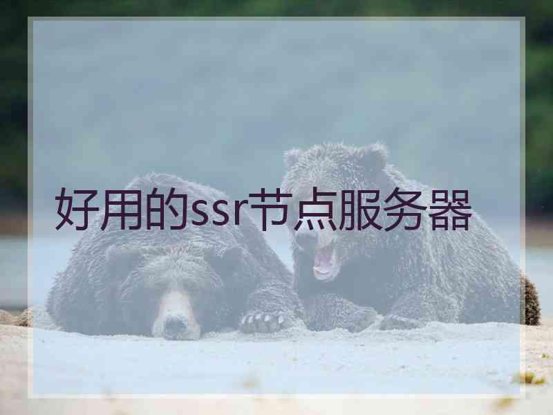 好用的ssr节点服务器 好用的ssr节点服务器
