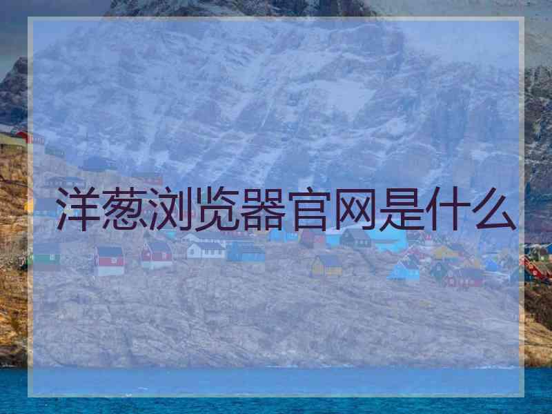 洋葱浏览器官网是什么