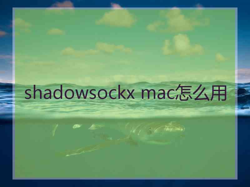 shadowsockx mac怎么用