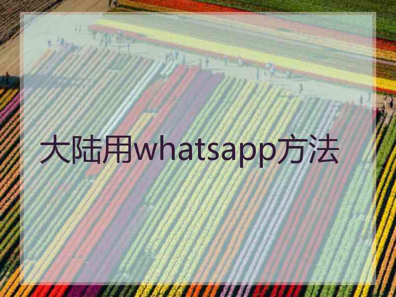 大陆用whatsapp方法