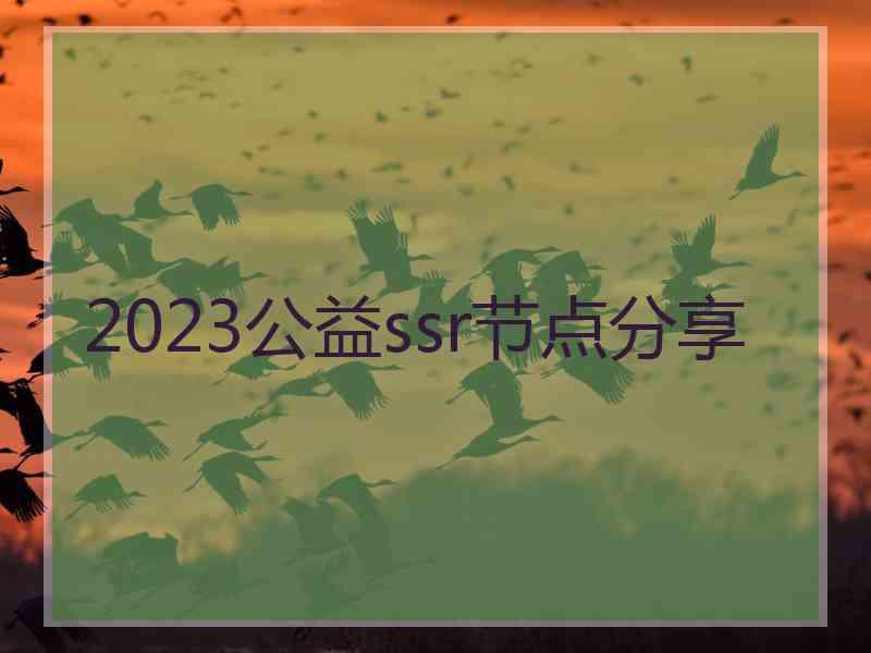 2023公益ssr节点分享