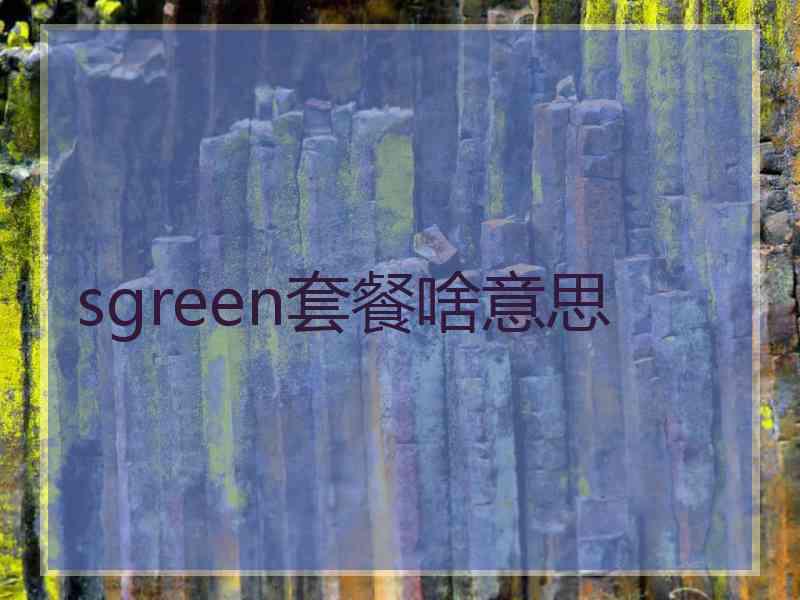 sgreen套餐啥意思
