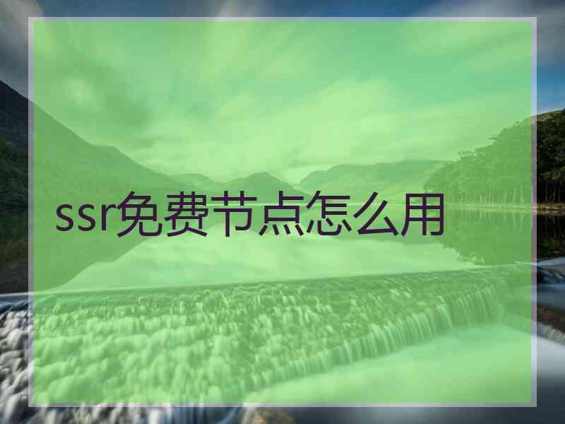 ssr免费节点怎么用