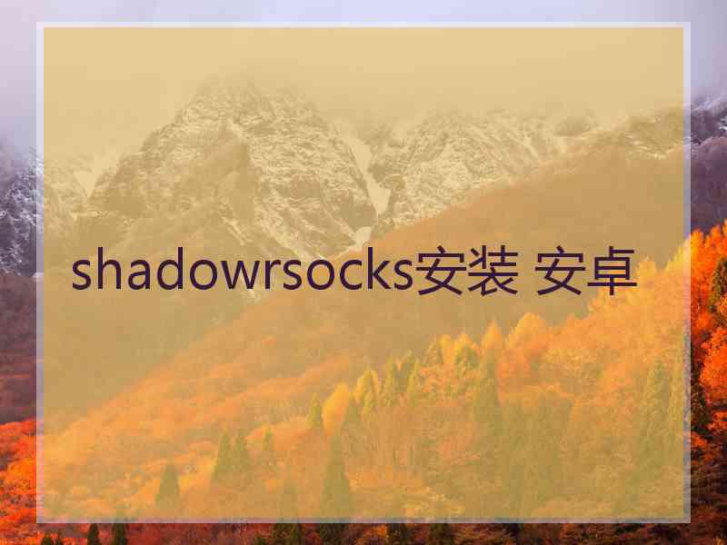 shadowrsocks安装 安卓