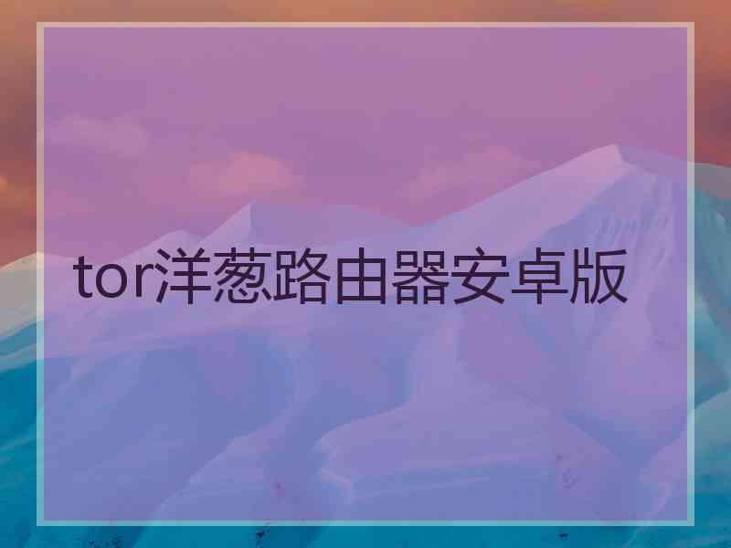 tor洋葱路由器安卓版